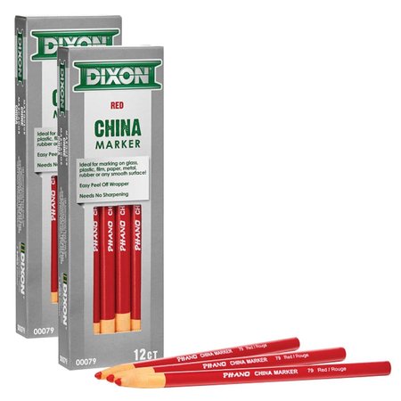 DIXON TICONDEROGA Phano China Markers, Red, PK24, 24PK 00079